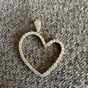 Solid 14k Gold Genuine Diamond Heart Pendant